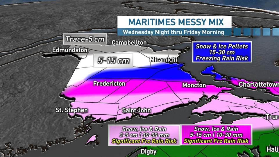 Southern New Brunswick will see the worst of this storm, with higher risks for freezing rain.