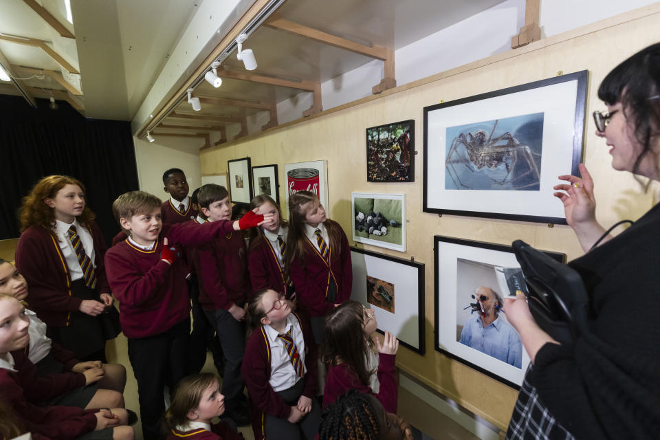 School children from Our Lady and St Joseph Catholic Academy at the Art Explora Mobile Museum, in partnership with Tate and MuMo (Fabio De Paola/PA)