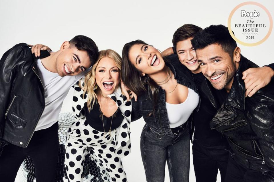 From left: Michael Consuelos, Kelly Ripa, Lola Consuelos, Joaquin Consuelos and Mark Consuelos | Miller Mobley