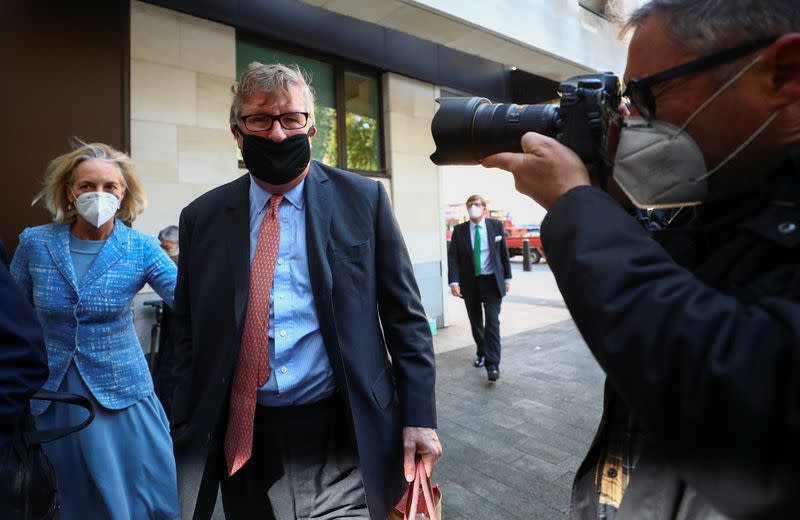 Britain's Crispin Odey arrives at Westminster Magistrates Court in London