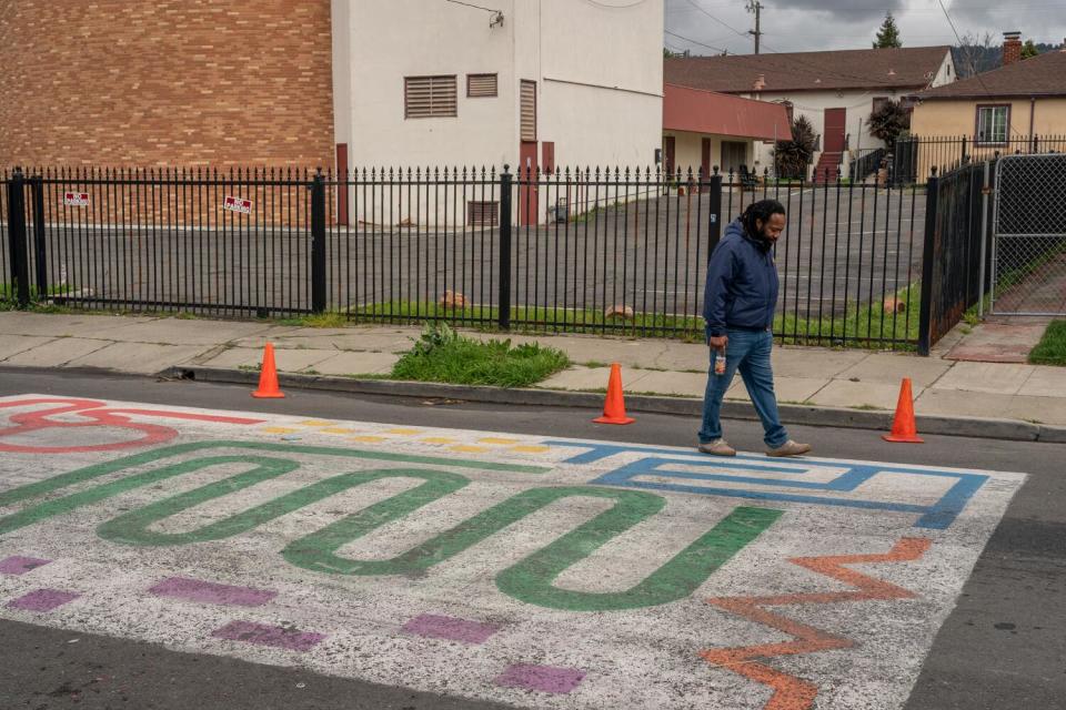 A section of the street is painted.