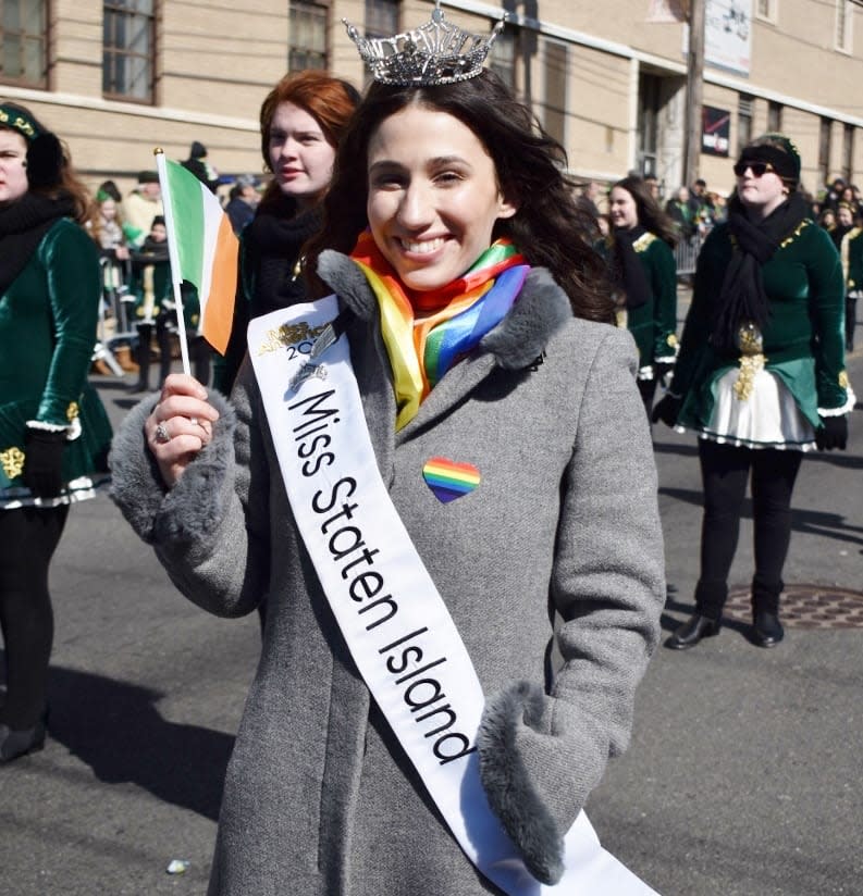 Miss Staten Island Madison L&#39;Insalata was barred from marching in a St. Patrick&#39;s Day parade on Sunday.