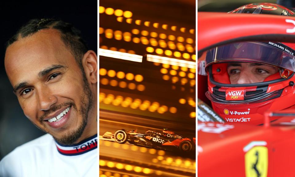 <span>Lewis Hamilton in his last season with Mercedes; Red Bull looking ominously strong; Carlos Sainz of Ferrari who was the only driver to deny Red Bull victory last term.</span><span>Composite: Guardian Picture Desk</span>