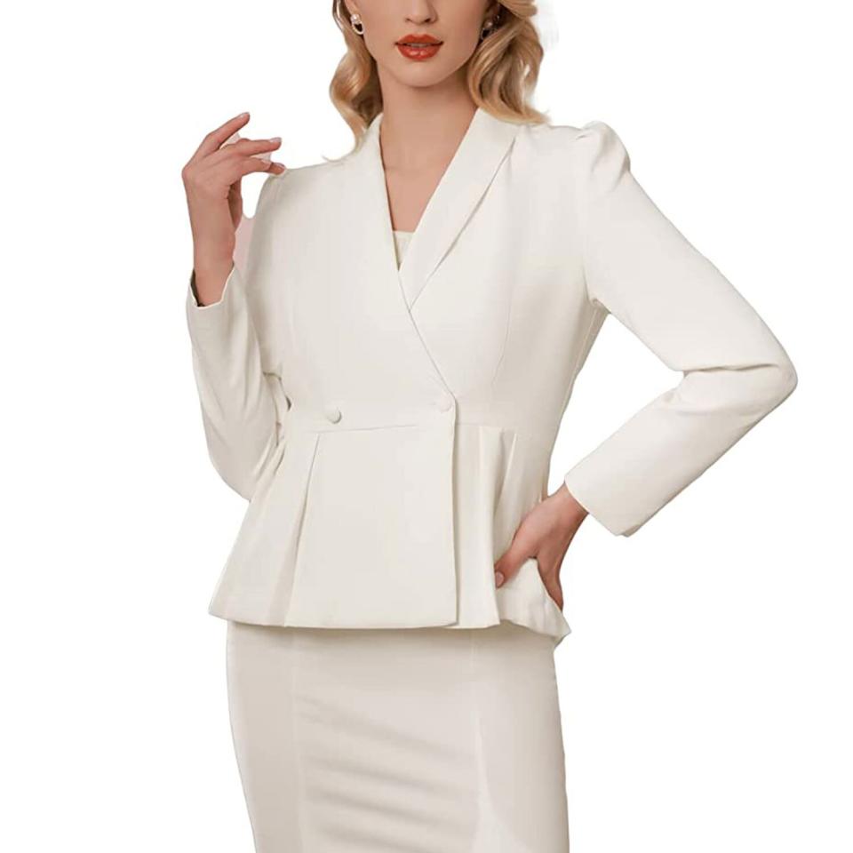 Belle Poque Women's Vintage Casual Blazers Open Front Ruffle Work Office Blazer Jackets