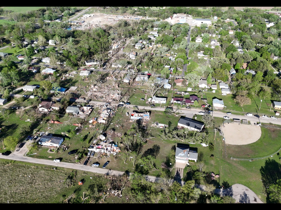 Aerial photos captured by Michael Anderson show the damage caused to Westmoreland.