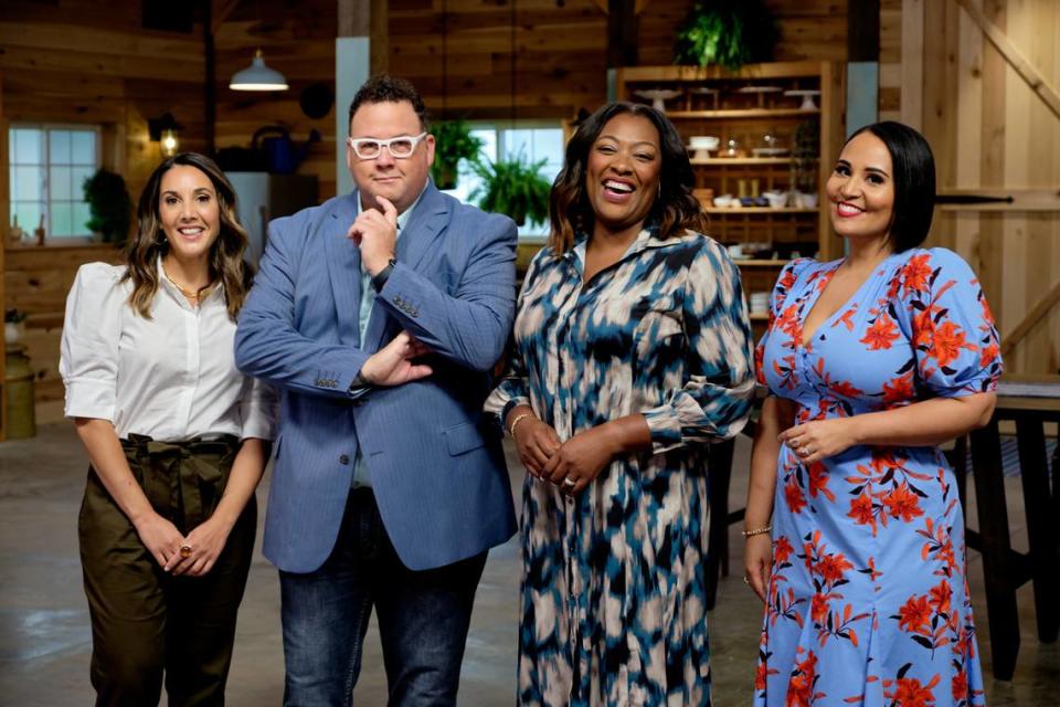 “The Great American Recipe” features judges, from left, Leah Cohen, Graham Elliot and Tiffany Derry and is hosted by Alejandra Ramos.