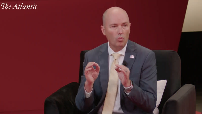 Gov. Spencer Cox speaks at the Atlantic Festival on Friday, Sept. 29, 2023, in Washington, D.C.