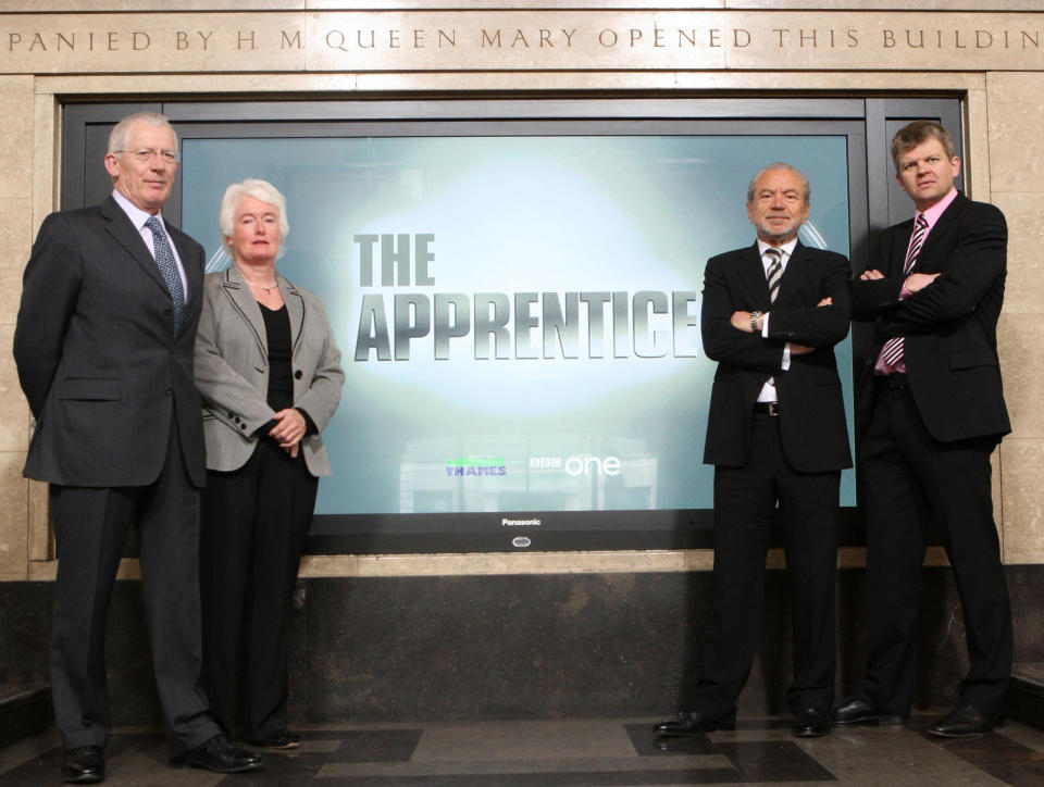 (Left-right) Nick Hewer, Margaret Mountford, Sir Alan Sugar and Adrian Chiles attend the launch of The Apprentice - Series 4 (TX: Wednesday March 26, 2008, BBC 1 @ 2100), at RIBA in Portland Place, central London.