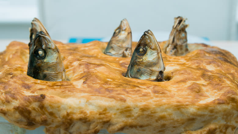 Stargazy pie fish heads