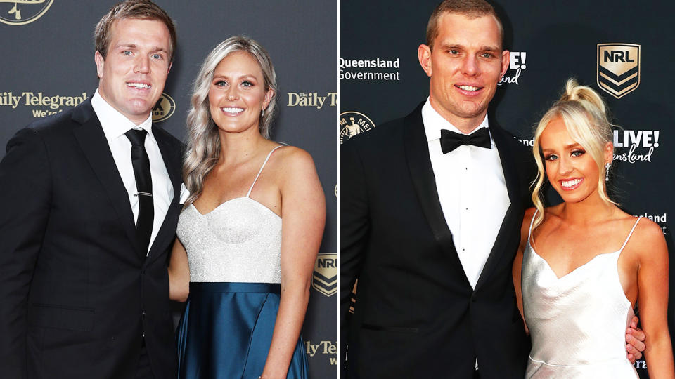 Jake and Tom Trbojevic, pictured here with their partners at the Dally M awards.