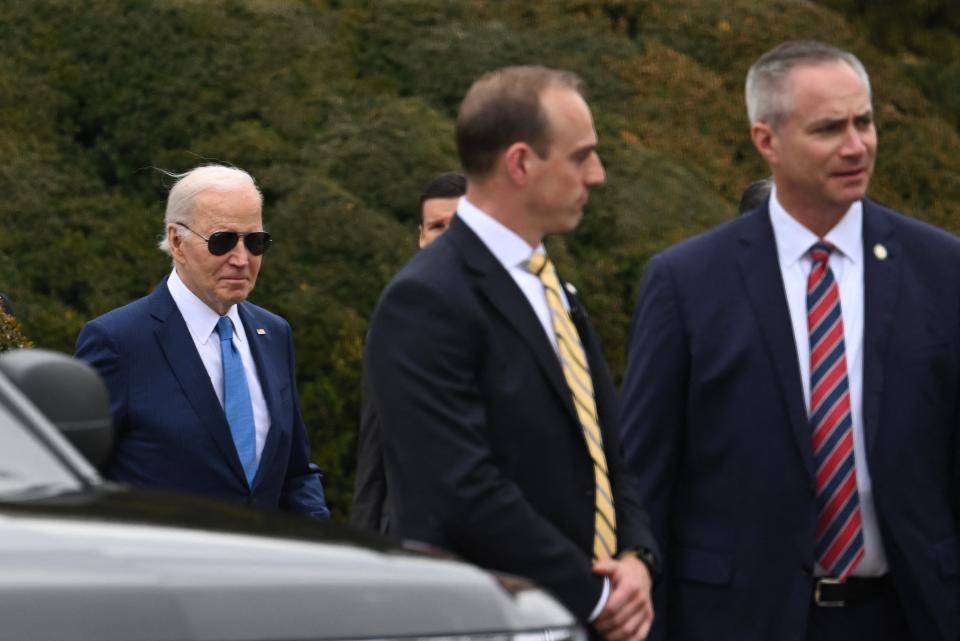 Joe Biden departs from Walter Reed Army Medical Center in Bethesda, Maryland (AFP via Getty Images)