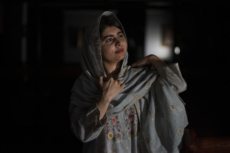 2014 Nobel Peace Prize winner Malala Yousafzai poses for a photograph following an interview with the Associated Press in Johannesburg, South Africa, Tuesday, Dec. 5, 2023. Yousafzai urged the world to recognize the "gender apartheid" against women and girls in Afghanistan under the Taliban and called for collective and urgent action (AP Photo/Jerome Delay)