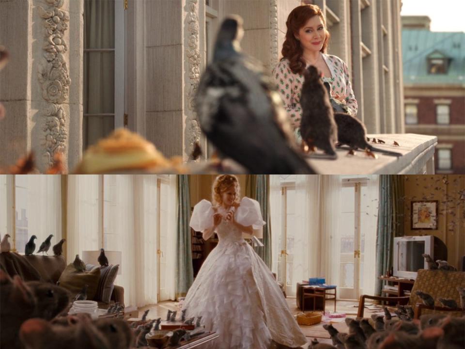 Amy Adams' Giselle talking to animals in "Disenchanted" and "Enchanted."
