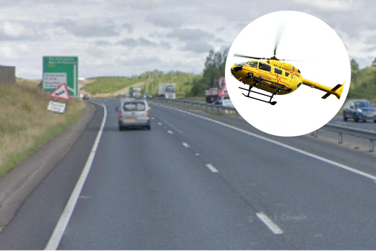 One person was airlifted to hospital following a serious collision on the A14 <i>(Image: Google)</i>