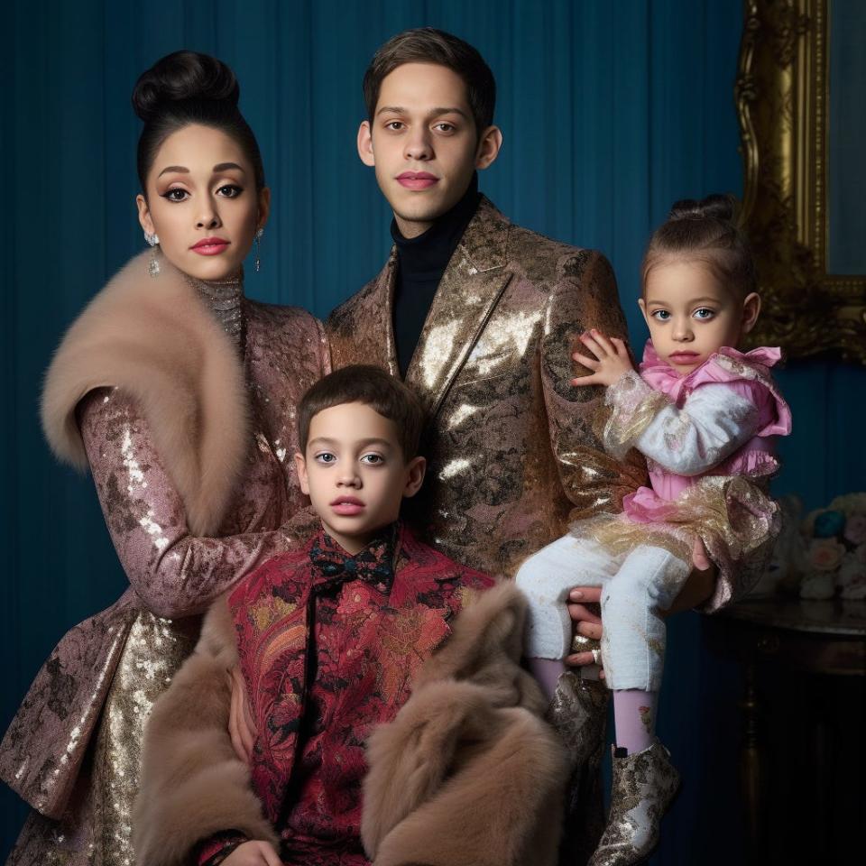 An AI-generated image showing what the children of Ariana Grande and Pete Davidson might look like.