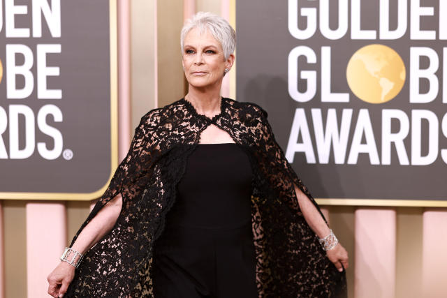 Jamie Lee Curtis hits the 2023 Golden Globes in a jumpsuit and cape