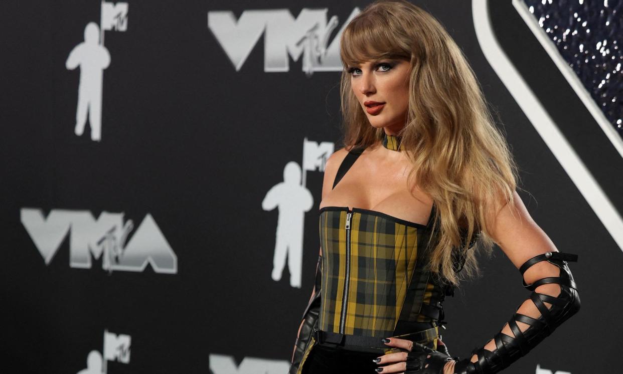 <span>Taylor Swift attends the MTV Video Music Awards in Elmont, New York, on Wednesday.</span><span>Photograph: Andrew Kelly/Reuters</span>