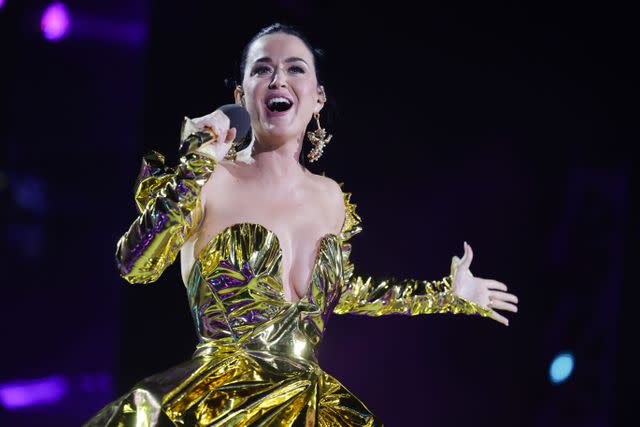 <p>Getty</p> Katy Perry performs in Windsor in May 2023