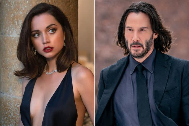 <p>Nicola Dove/MGM; Murray Close/Lionsgate</p> Ana de Armas and Keanu Reeves