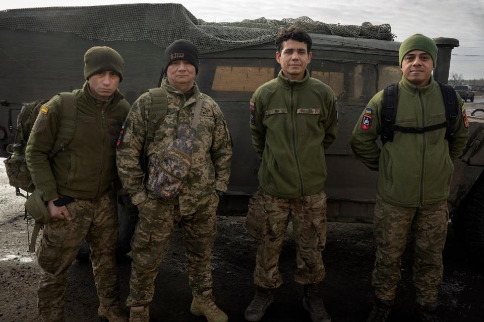 Colombian veterans who joined the Ukrainian armed forces to help fight Russia.