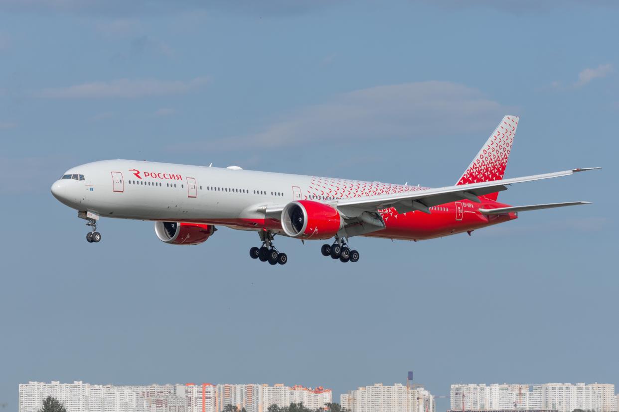 A file photo of a Boeing 777-300, operated by Rossiya Airlines, approaching Pulkovo Airport in Saint-Petersburg in 2019 (Getty Images)