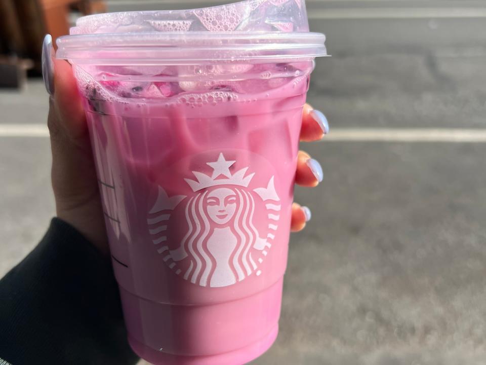 Pauline Villegas orders the Starbucks secret menu item "Lavender Haze" Taylor Swift drink