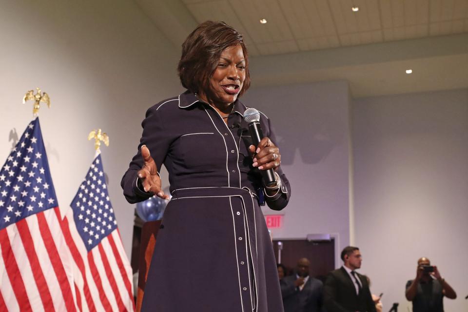 U.S. Rep. Val Demings speaks during a Democratic unity rally on Thursday, Aug. 25, 2022, in Tamarac, Fla. (John McCall/South Florida Sun-Sentinel via AP)