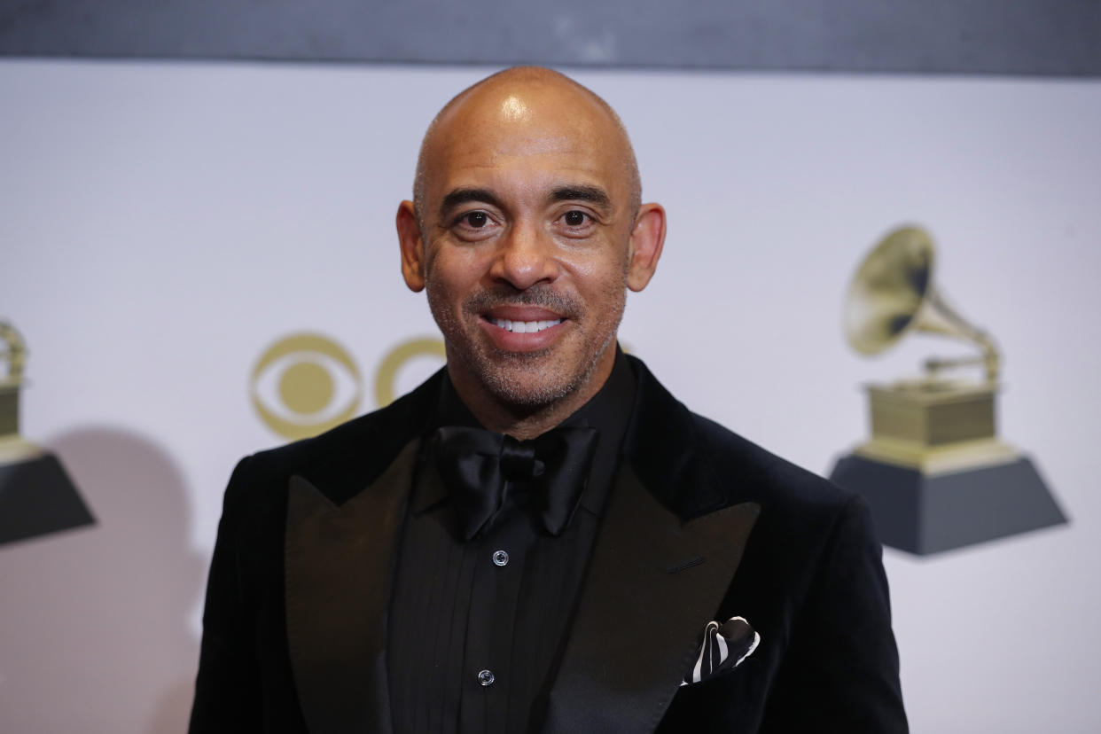 Harvey Mason Jr., CEO of The Recording Academy poses during at the 64th Annual Grammy Awards at the MGM Grand Garden Arena in Las Vegas, Nevada, U.S., April 3, 2022.