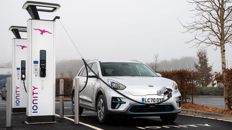 Kia e-Niro charging at an iOnity station