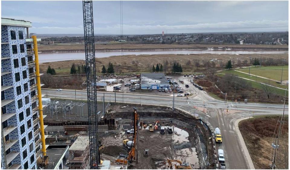 The site is now being used as a staging area for the construction of three 15-storey towers along Foundry Street and would include the wooded area on the right of the image and the former Northumberland dairy building, shown centre.