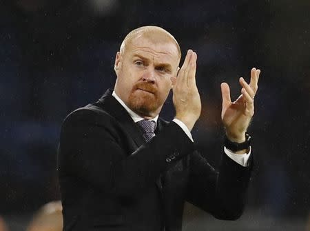 Britain Football Soccer - Burnley v Watford - Premier League - Turf Moor - 26/9/16 Burnley manager Sean Dyche applauds their fans as he celebrates after the match Action Images via Reuters / Jason Cairnduff/ Livepic