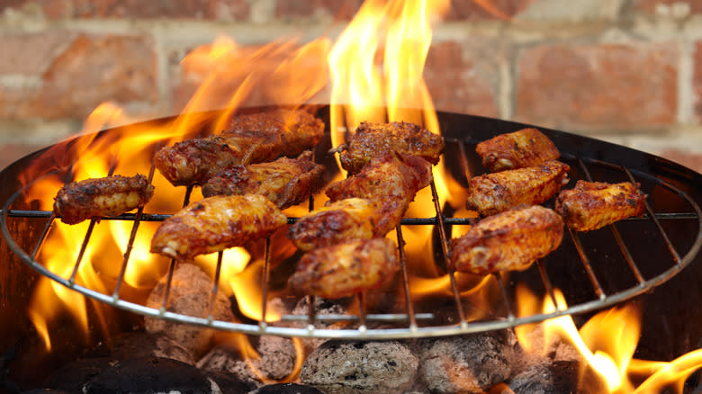 chicken wings on grill