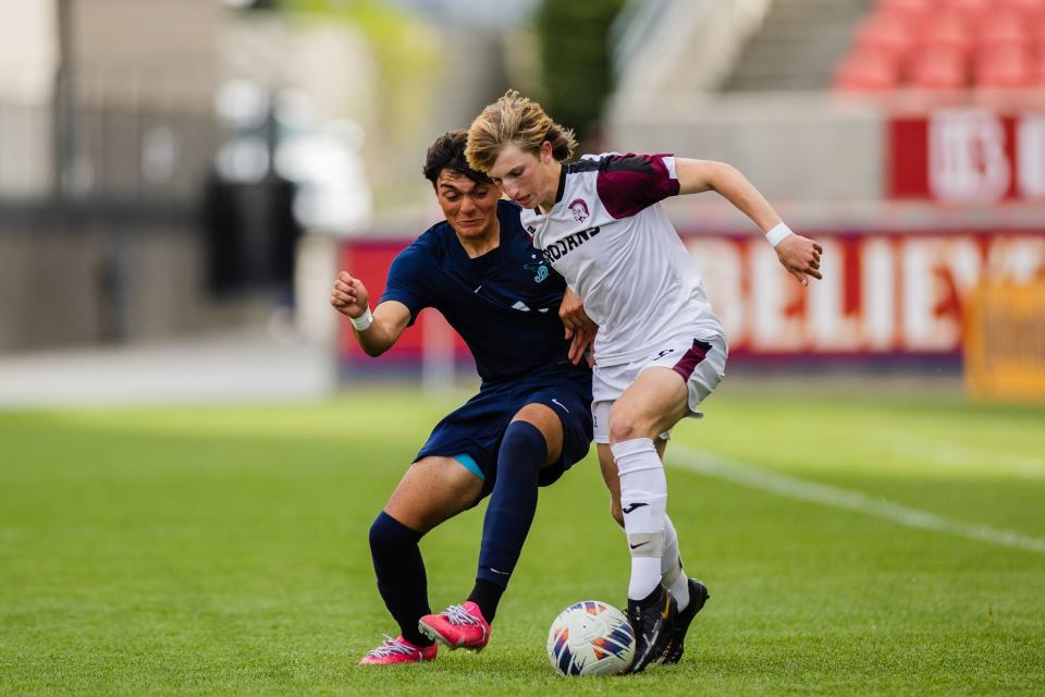 Juan Diego Catholic plays Morgan during the 3A boys soccer championship game at America First Field in Sandy on May 12, 2023. | Ryan Sun, Deseret News