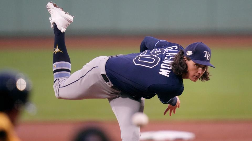 Tyler Glasnow delivers for the Tampa Bay Rays against the Boston Red Sox on Sept. 27.