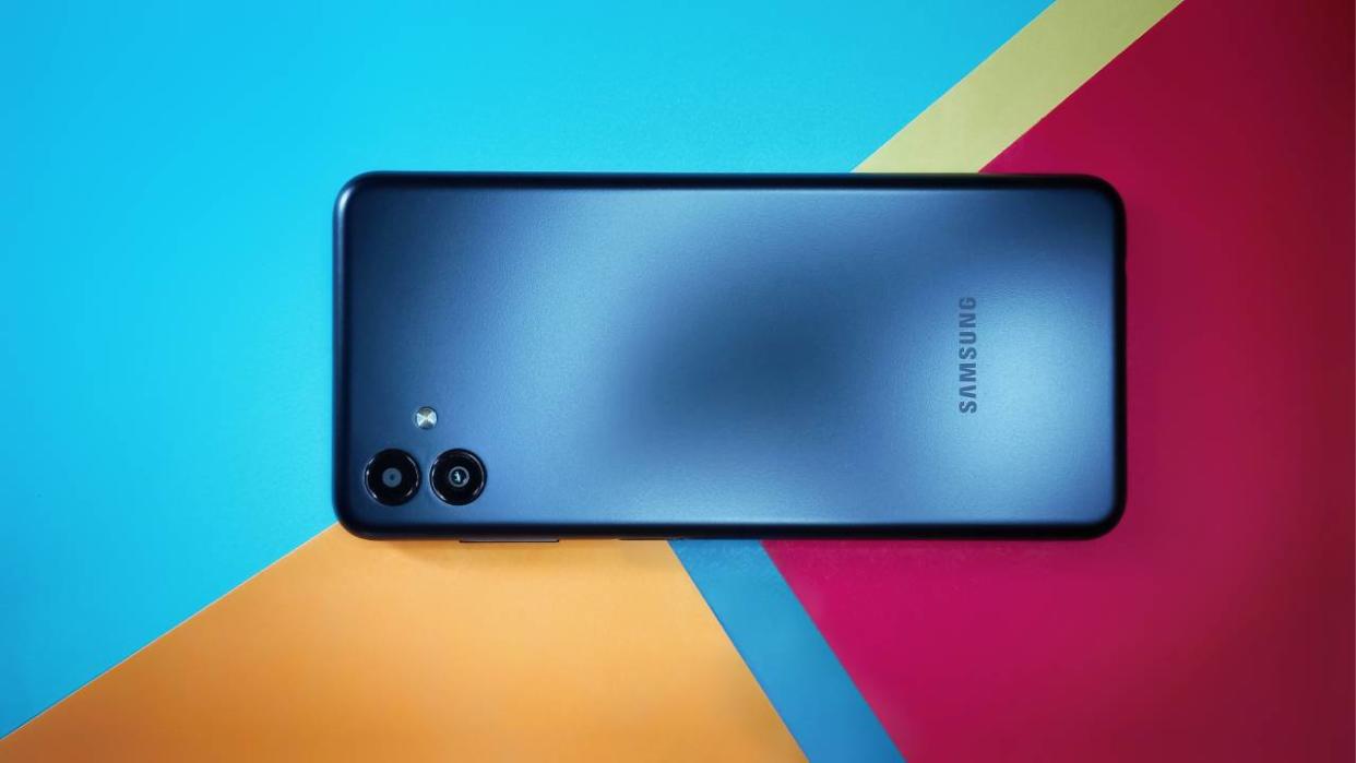  Samsung phone on a colourful backgroun. 