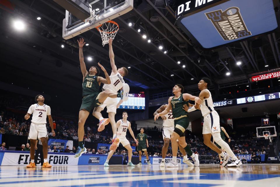 Colorado State guard Nique Clifford gets to the basket in the Rams' win over Virginia in their NCAA Tournament First Four game in Dayton on Tuesday night.