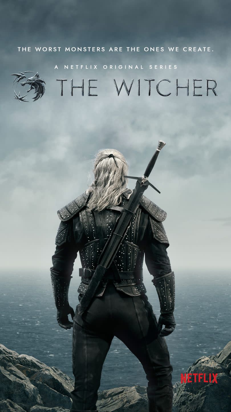 henry cavill as geralt of rivia, the witcher poster