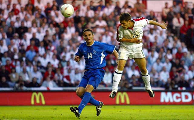 Michael Owen scores his and England's second goal against Slovakia at the Riverside Stadium