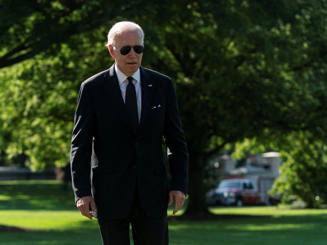 U.S. President Joe Biden walks from Marine One as he arrives from Wilmington, Delaware, at the White House in Washington, U.S., May 30, 2022. REUTERS/Joshua Roberts