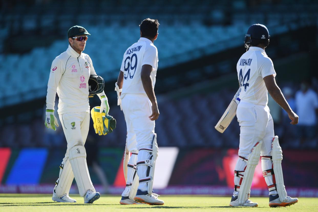 Tim Paine had plenty of heated discussion with India’s batsmen (EPA)