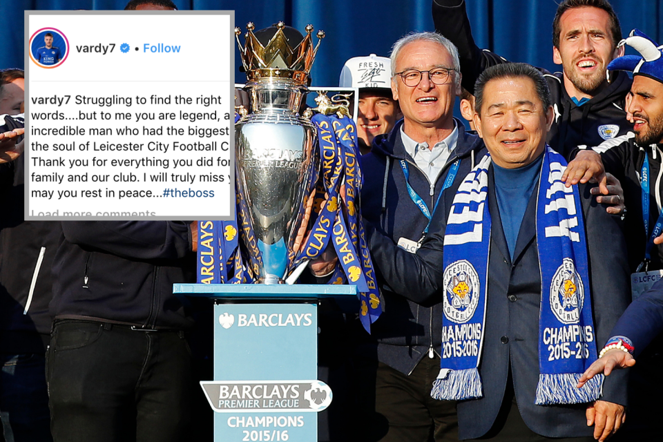 Jamie Vardy led the tributes on social media as Leicester’s players reacted to the tragic news