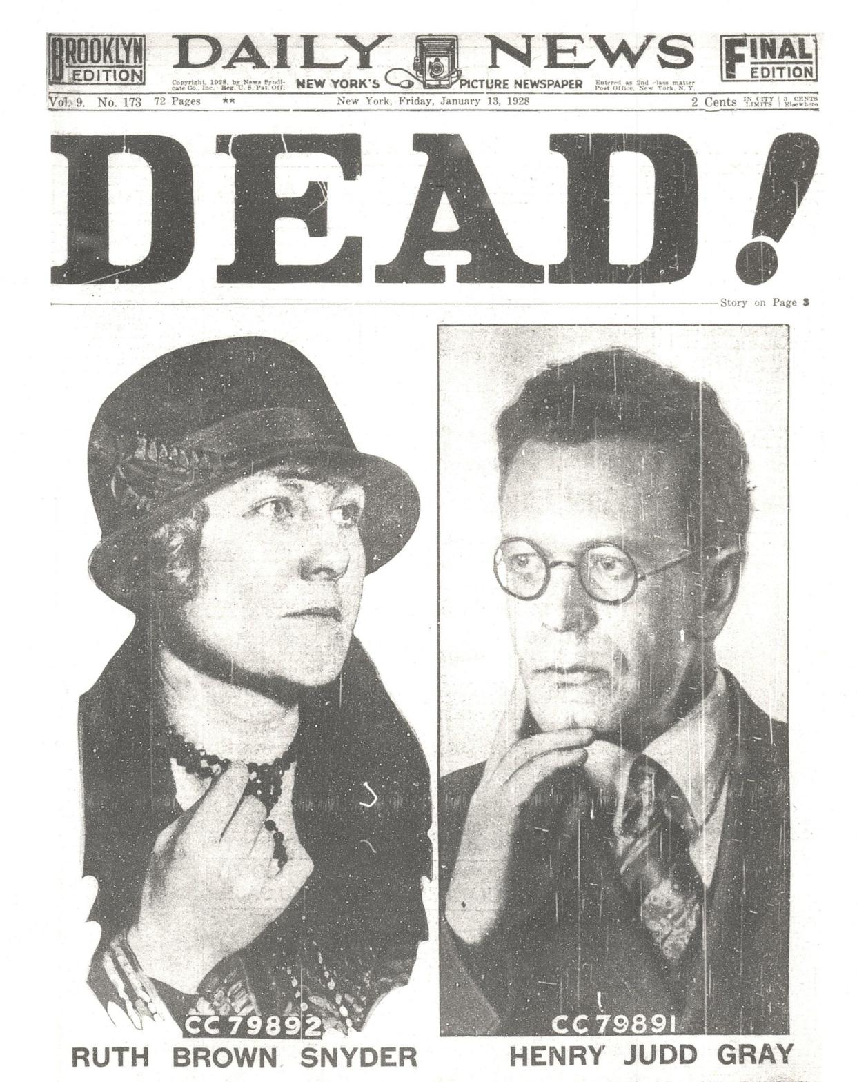 The New York Daily News reports the execution of Ruth Snyder and Henry Judd