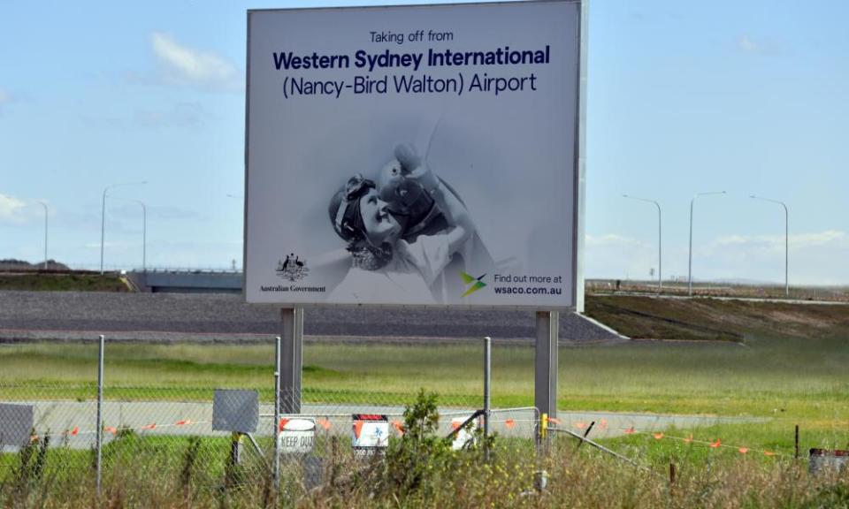 A sign at the Western Sydney airport site