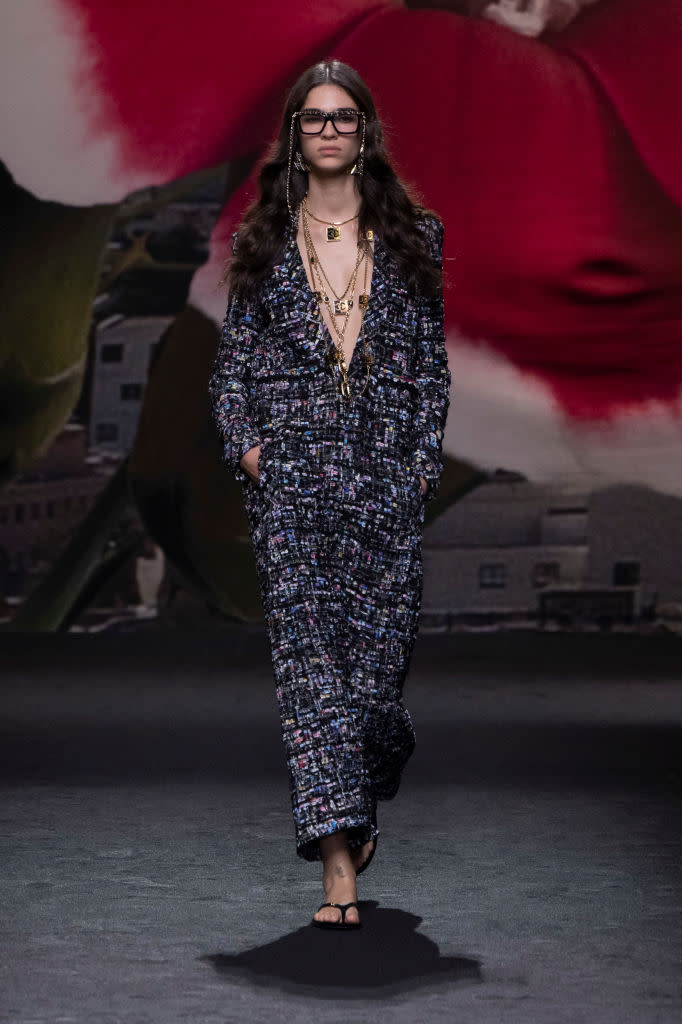 PARIS, FRANCE - OCTOBER 03: A model walks the runway during the Chanel Ready to Wear Spring/Summer 2024 fashion show as part of the Paris Fashion Week on October 3, 2023 in Paris, France. (Photo by Victor VIRGILE/Gamma-Rapho via Getty Images)