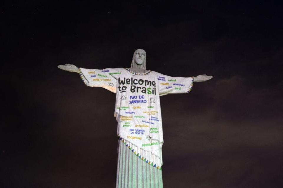 A Taylor Swift-themed projection on Christ the Redeemer in Brazil