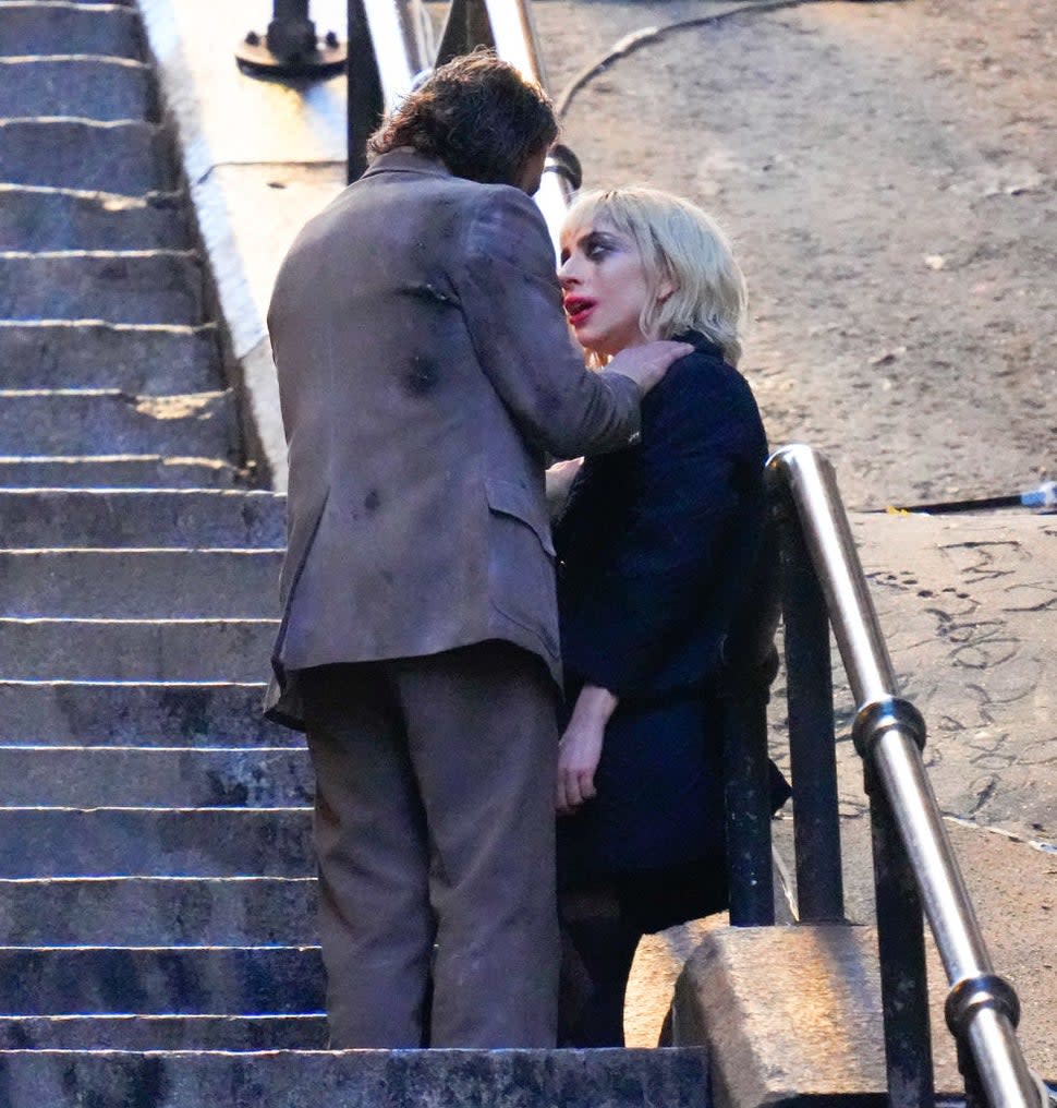 Lady Gaga and Joaquin Phoenix on the set of 'Joker: Folie a Deux' in NYC