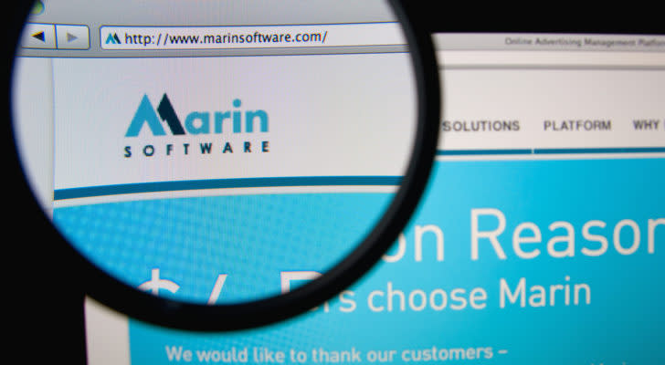 Marin Software (MRIN) website under magnifying glass.