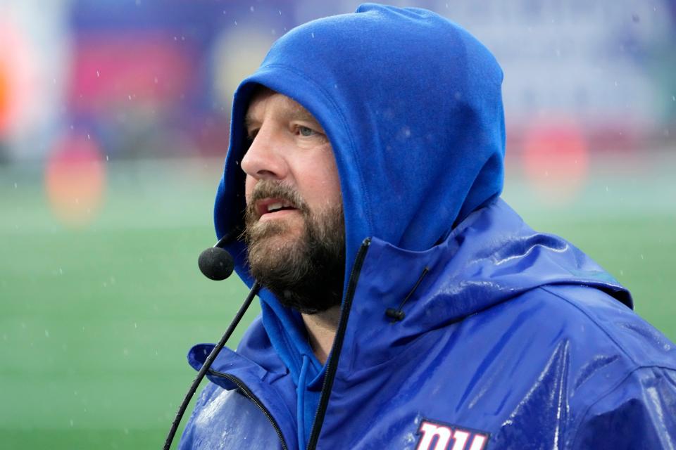 October 29, 2023; East Rutherford, NJ, USA; Giants Head Coach Brian Daboll watches his team take on the New York Jets.