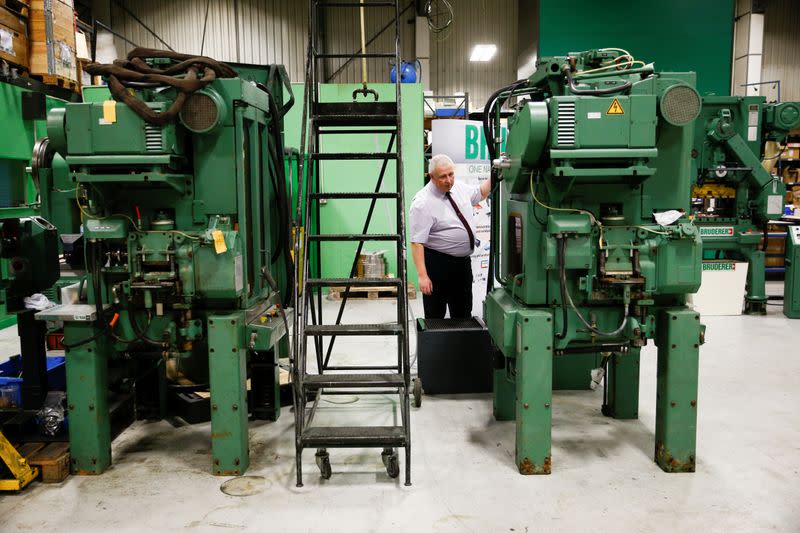 Service Manager of Bruderer Uk Ltd Mark Crawford, inspects a machine at the company's factory in Luton