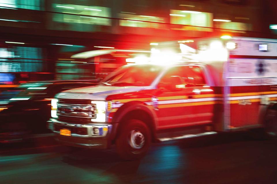 <p>Getty</p> Stock image of an ambulance in motion